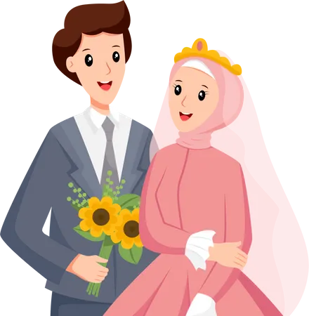 Islamic Wedding Couple  Illustration