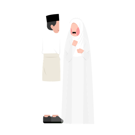 Islamic Wedding Couple standing together  Illustration