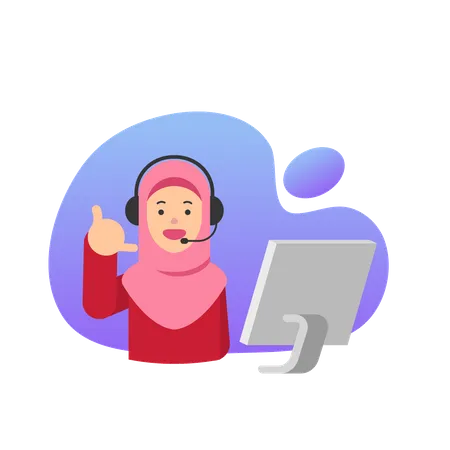Islamic woman Customer care employee  Illustration