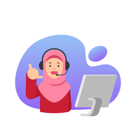 Islamic woman Customer care employee  Illustration