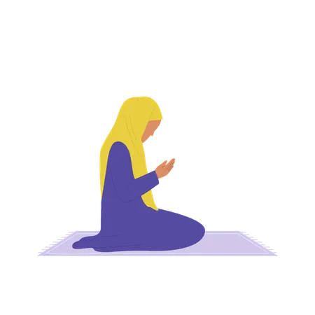 Islamic Women Pray Illustration