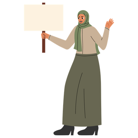 Islamic woman is protesting  Illustration