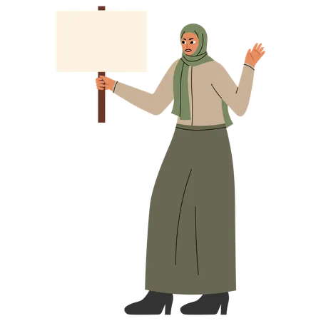 Islamic woman is protesting  Illustration