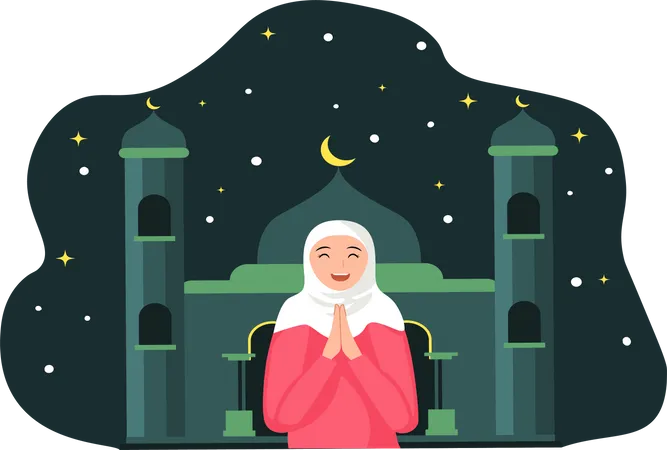 Islamic woman praying  Illustration