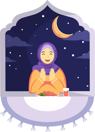 Islamic woman praying Illustration