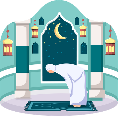 Islamic woman praying  Illustration