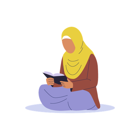 Islamic woman reading quran  Illustration
