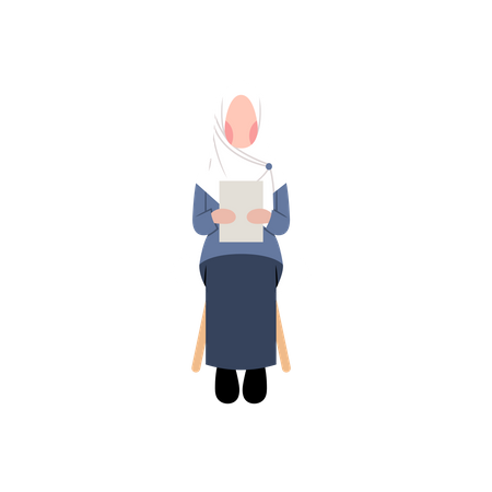 Islamic Woman Waiting For Job Interview Illustration