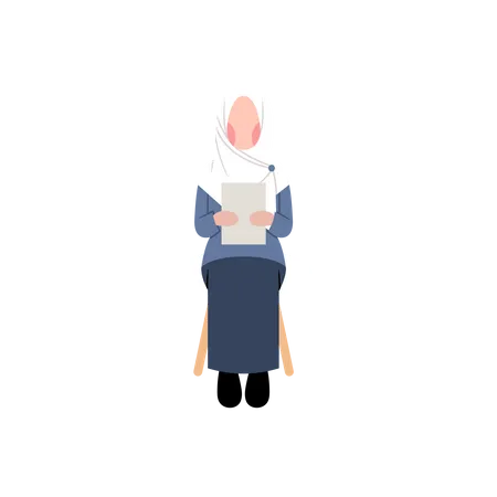 Islamic Woman Waiting For Job Interview  Illustration