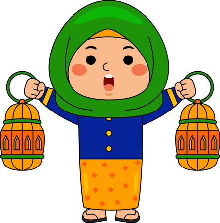 Islamic woman with lantern  Illustration