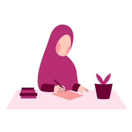 Girl writing down note Illustration