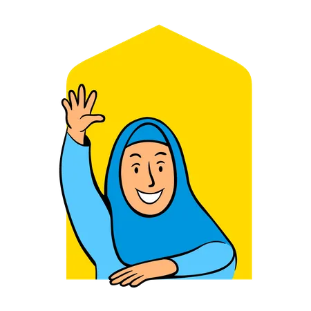 Fille islamique à la fenêtre  Illustration