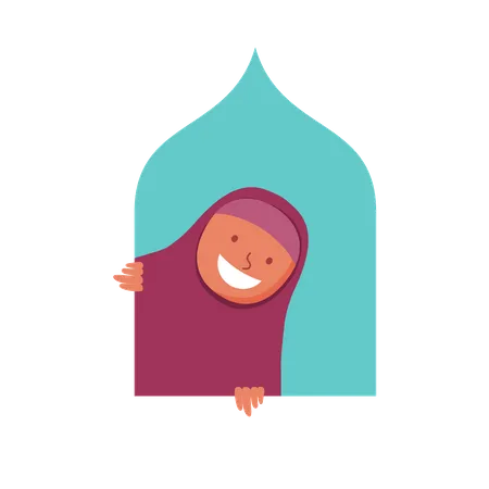 Fille islamique à la fenêtre  Illustration