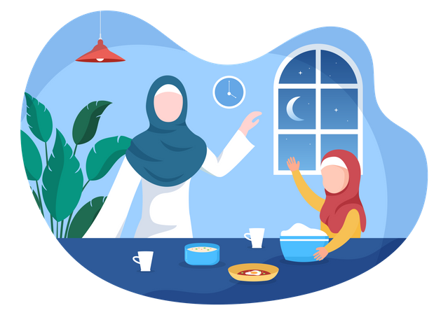 Mère et fille islamiques  Illustration