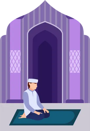 Islamischer Junge beim Namaz-Gebet  Illustration