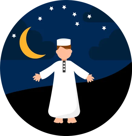 Islamischer Junge in stehender Pose  Illustration