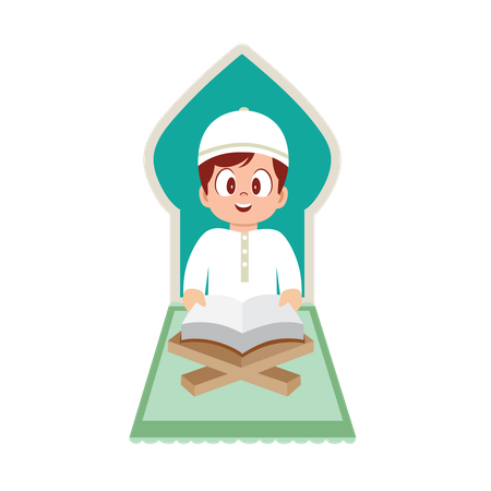 Islamischer Mann liest den Koran  Illustration