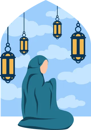 Islamisches Mädchen betet Namaz  Illustration