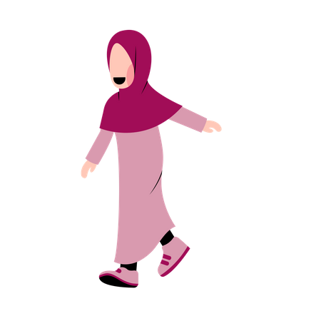 Islamisches Mädchen zu Fuß  Illustration