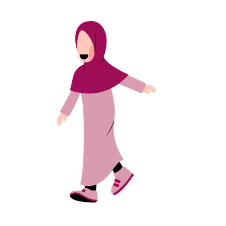 Islamisches Mädchen zu Fuß  Illustration