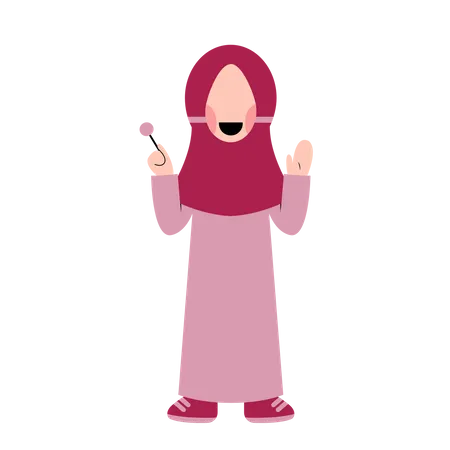 Islamisches Mädchen winkt mit der Hand  Illustration