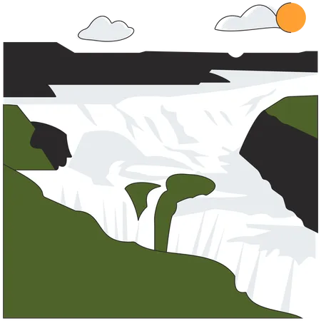 Island – Gullfoss-Wasserfall  Illustration