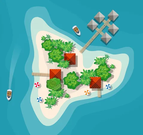 Island Paradise View From Above Top View Island Sprite Illustration