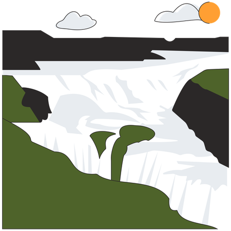 Islândia - Cachoeira Gullfoss  Ilustração