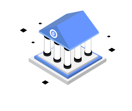 Isometric Bank Building Illustration  Illustration