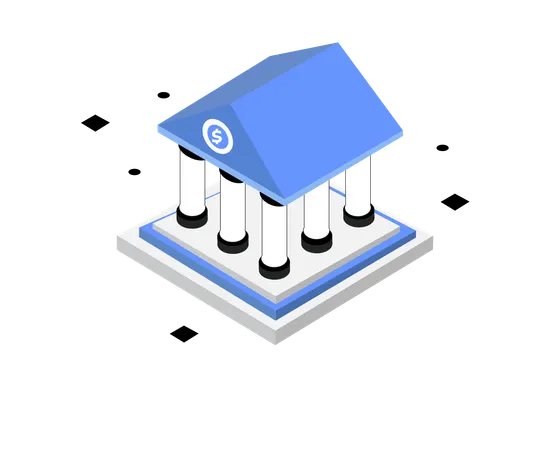 Isometric Bank Building Illustration  Illustration