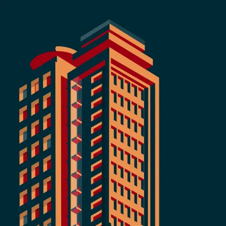 Isometric buildings Skyscraper, cityscape, cityscene Illustration