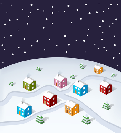 Isometric City Christmas Illustration