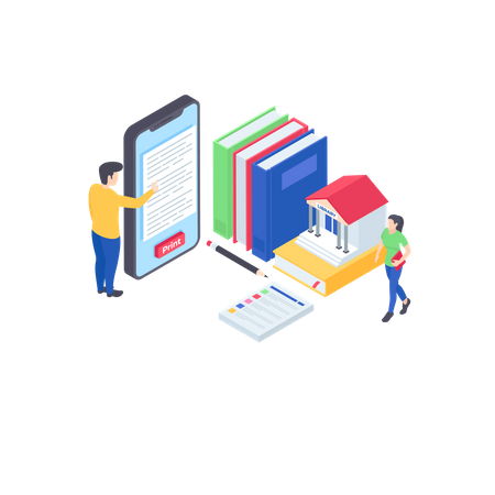 Isometric E Library  Illustration