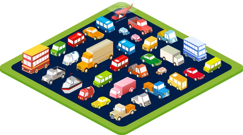 The Isometric Flat Cars Set Of Vehicles For Creativity And Design Illustration