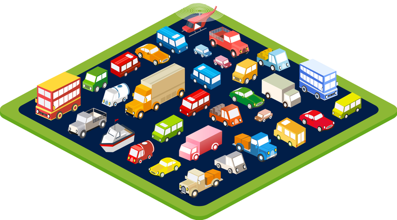 Isometric flat cars  Illustration