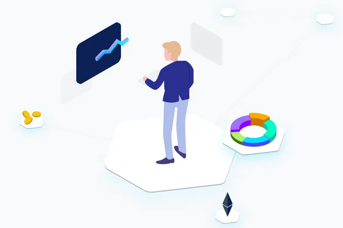 Isometric Graphic Business Cryptocurrency  Illustration