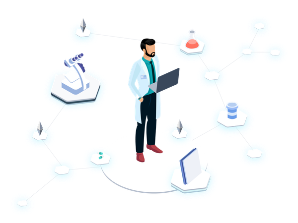 Isometric Graphic Health Blockchain Flatfrom  Illustration