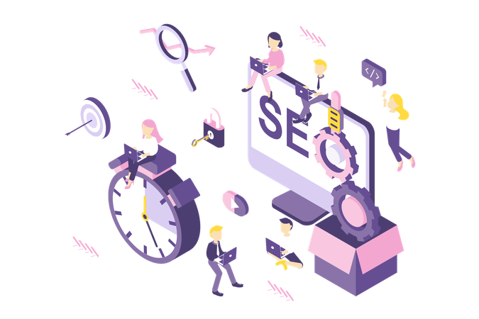 Isometric illustration of  of SEO Optimization  Illustration