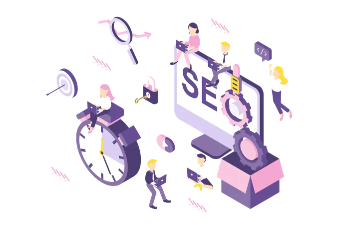 Isometric illustration of  of SEO Optimization  Illustration