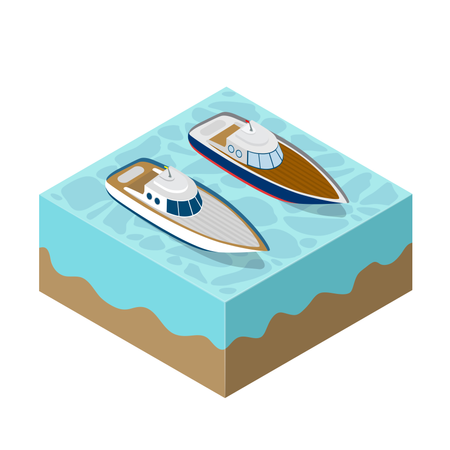 Isometrische Yacht einer Seekreuzfahrt  Illustration