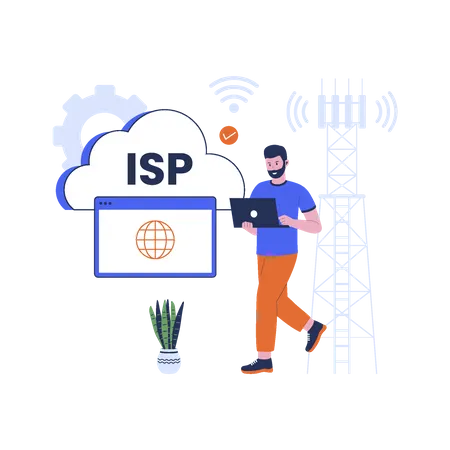 Vector Of ISP Illustration Internet Service Provider Network Connection Flat Design Illustration Illustration