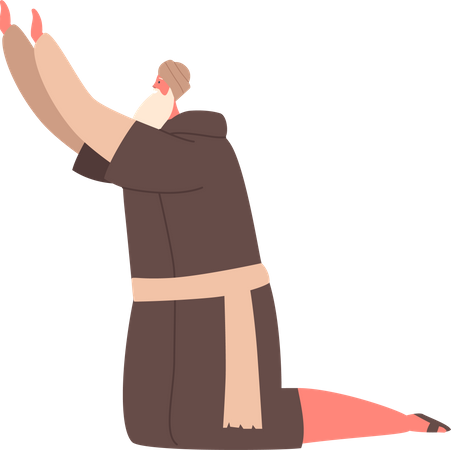 Israelite Kneel Man With Raised Hands  Illustration