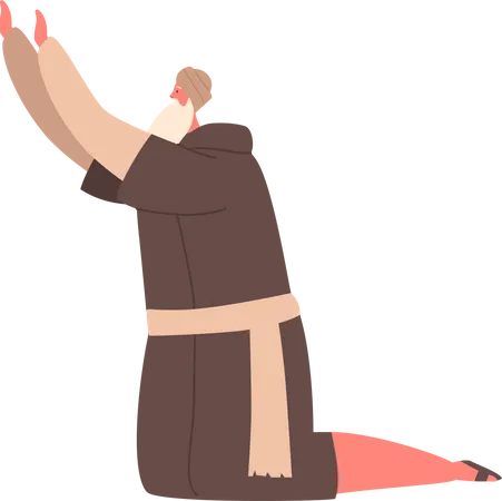 Israelite Kneel Man With Raised Hands  Illustration