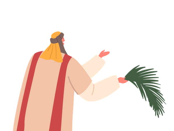 Israelite Man Holding Palm Leaf  Illustration