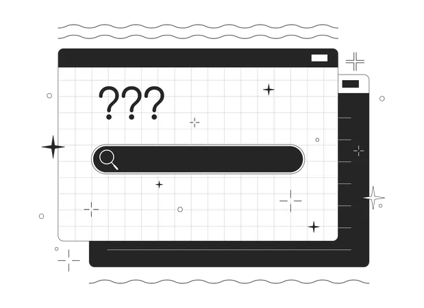 Search Box And Question Marks On Website Black And White 2 D Line Cartoon Object Find Info Online Isolated Line Vector Element White Background Data Seeking Monochromatic Flat Spot Illustration Illustration
