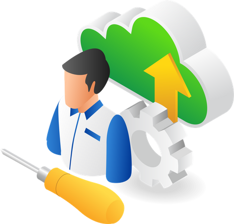 IT cloud server security maintenance technician  Illustration