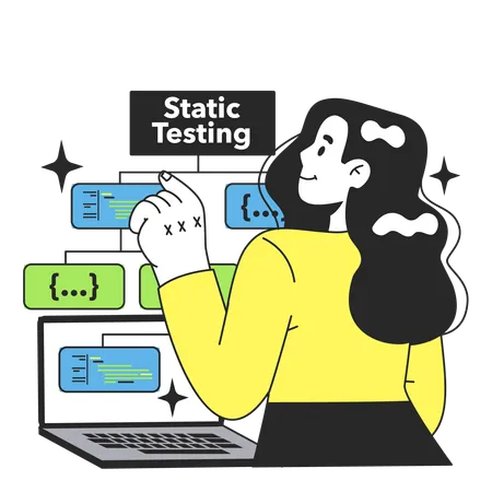 Static Testing Software Testing Methodology IT Specialist Searching For Bugs In Code Website And Application Development Flat Vector Illustration Illustration
