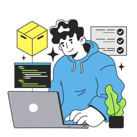IT specialist searching box approach  Illustration