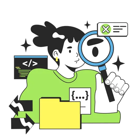 System Testing Level Software Testing Methodology IT Specialist Searching For Bugs In Code Website And Application Development Flat Vector Illustration イラスト