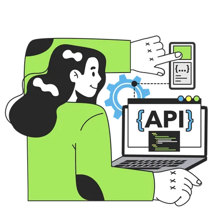 IT specialist working on API testing  Illustration